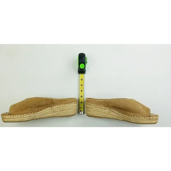 Franco Sarto Size 11M Women's Camel Color Suede Slip On Wedge Heel Pine Slide - Picture 4 of 13